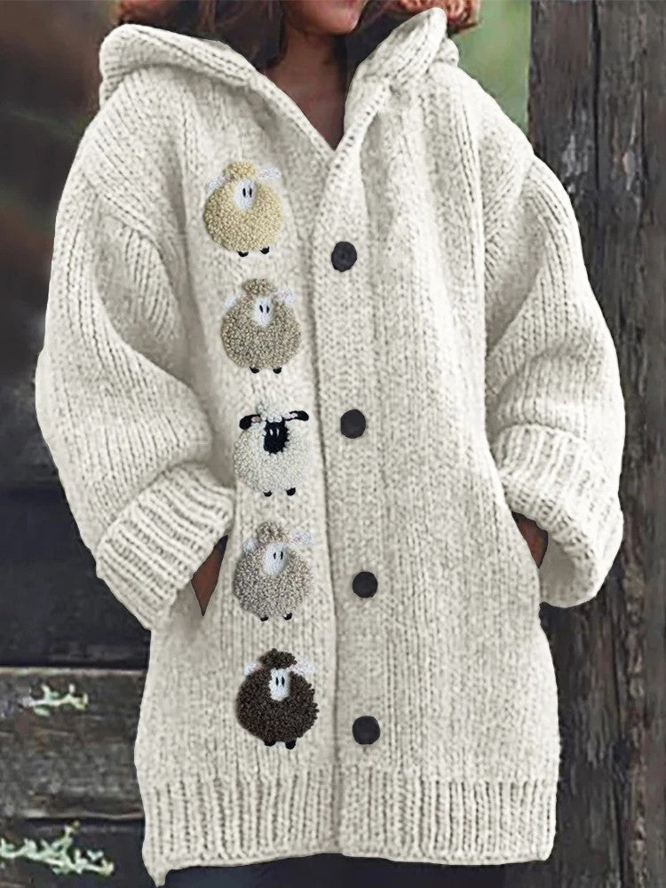 Cardigan à capuche en laine effet shearling femme