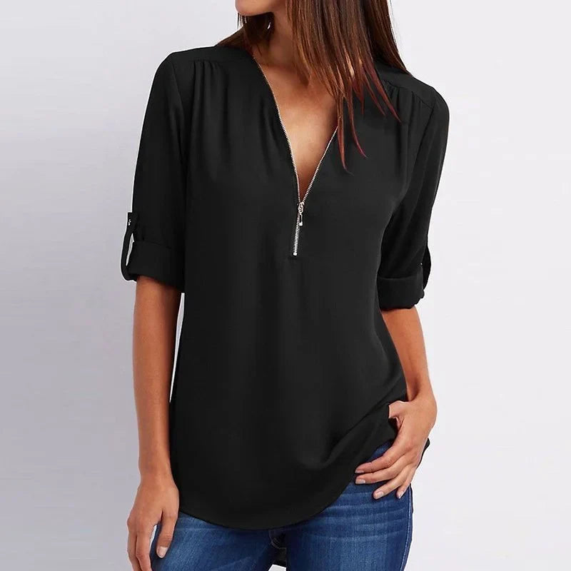 Chemisier ample manches 3/4 grande taille femme – Marta