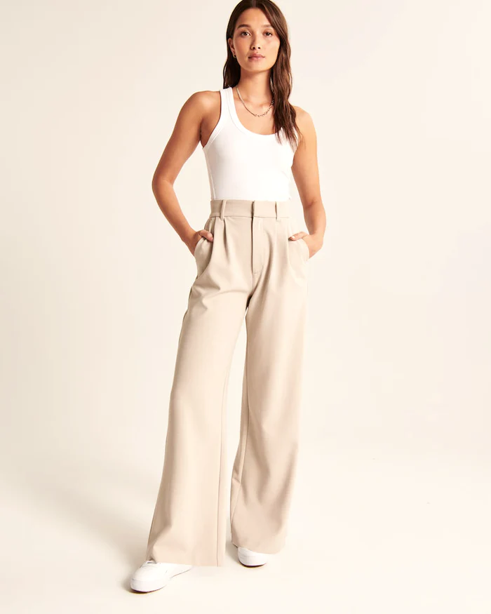 Pantalon tailleur jambe large femme – Maria