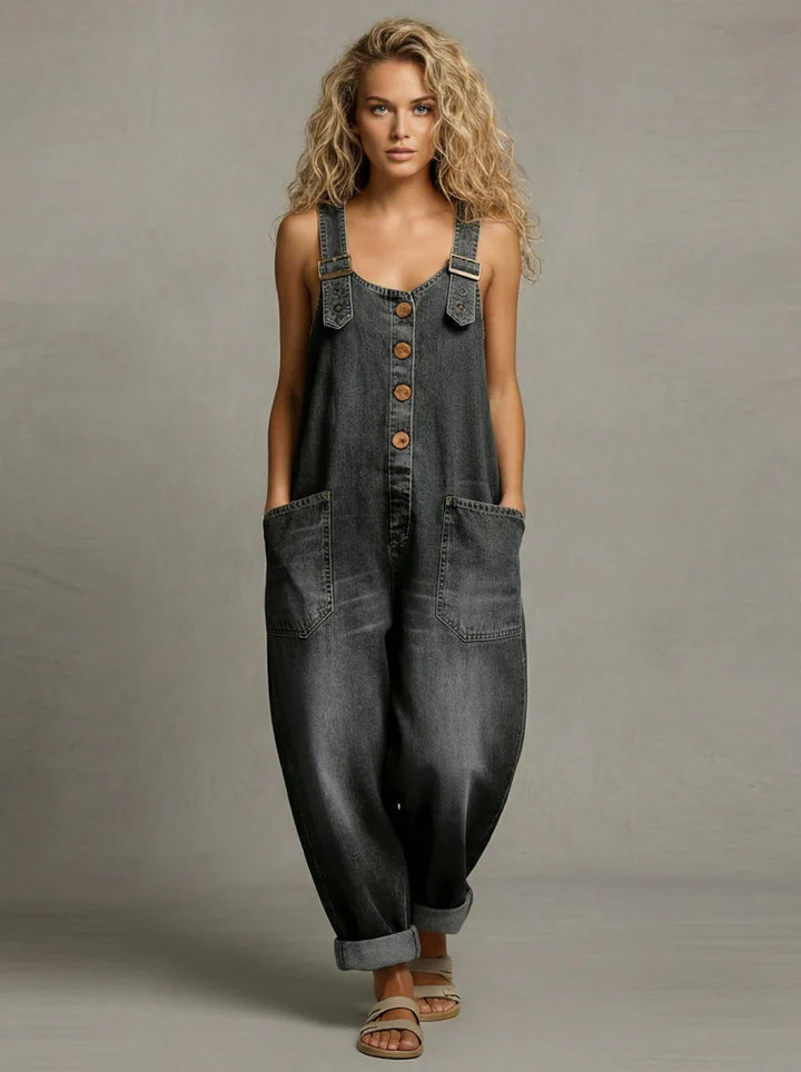 Salopette en jean large à poches femme – Montana