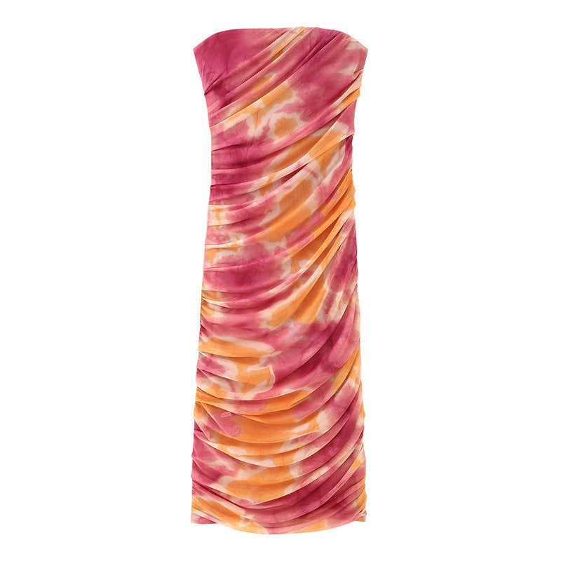 Robe midi fleurie sans manches femme