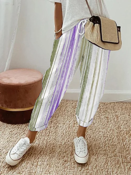 Pantalon d'intérieur rayé vintage femme