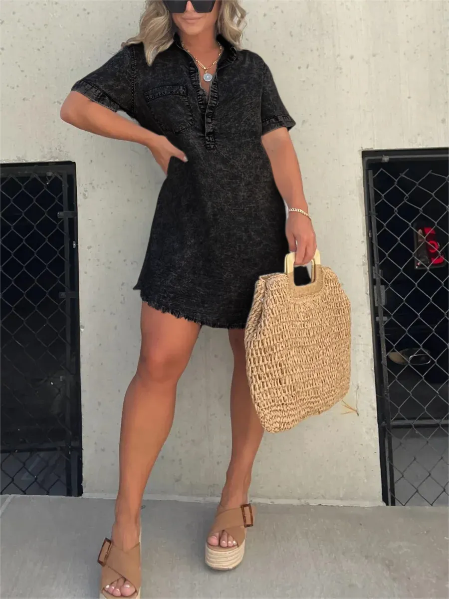 Robe chemise délavée femme