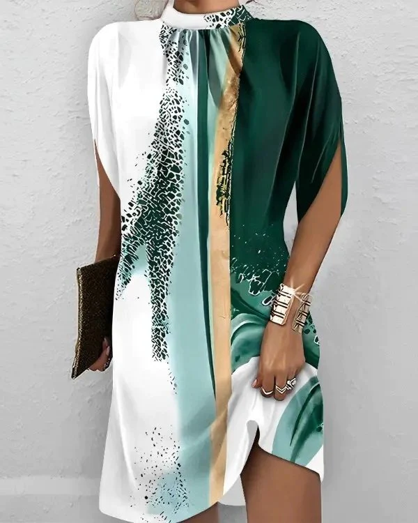 Robe courte imprimée manches courtes femme