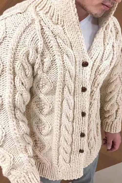 Cardigan en maille col montant décontracté homme – Carlo