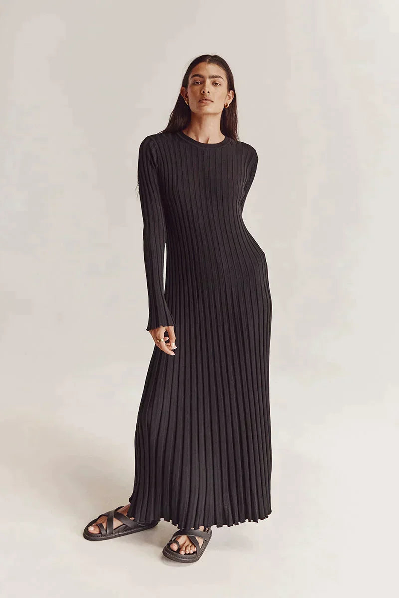 Robe midi en maille col rond femme – Monica