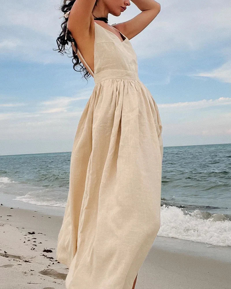 Robe bustier col V élégante femme – Yasmin