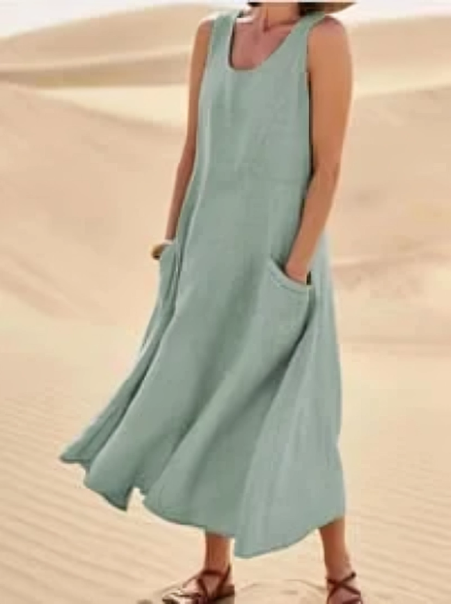 Robe sans manches en lin et coton femme – Lola