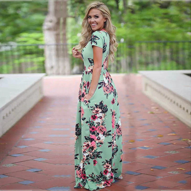Robe longue à fleurs femme – Oaklie