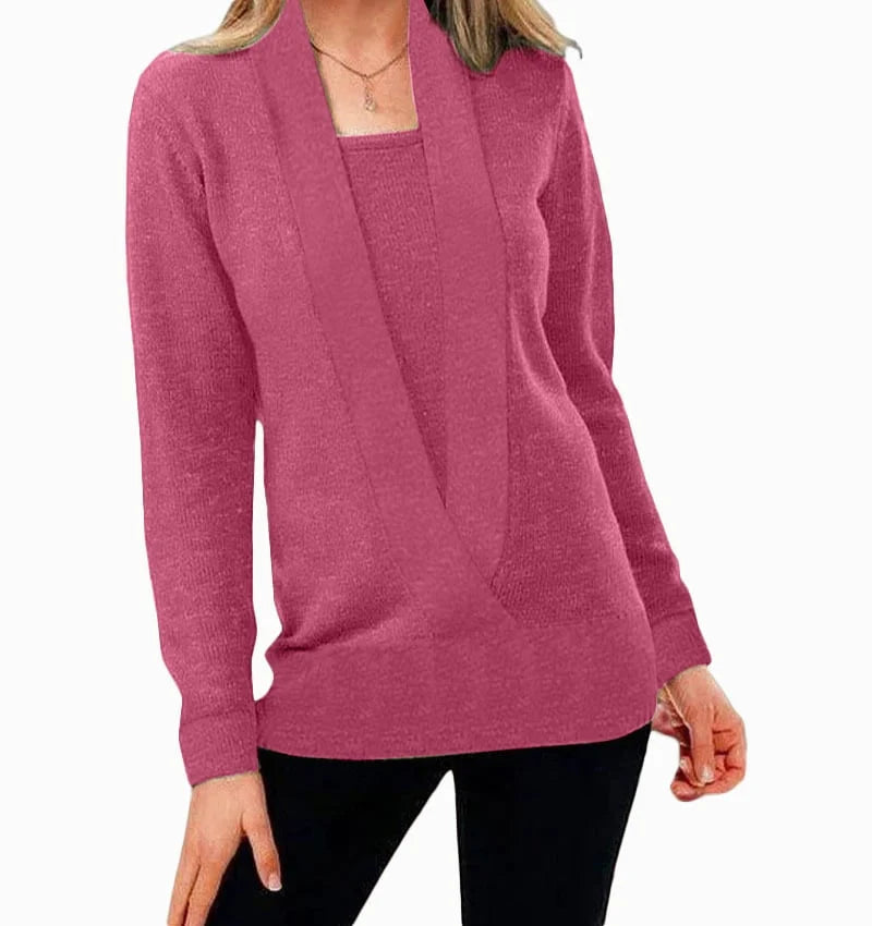 Pull croisé en maille uni femme – Wendy