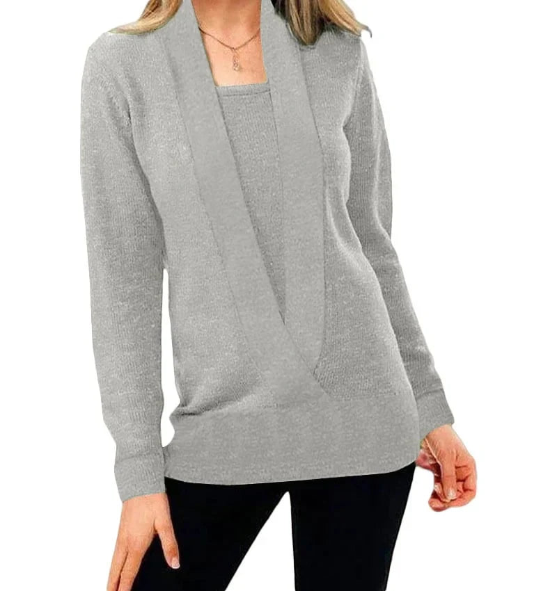 Pull croisé en maille uni femme – Wendy