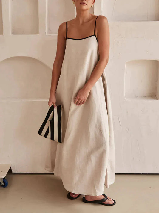 Robe de fête à bretelles contrastée femme