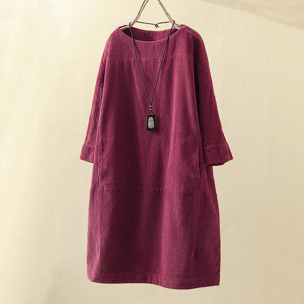 Robe en velours côtelé chaude femme – Noa