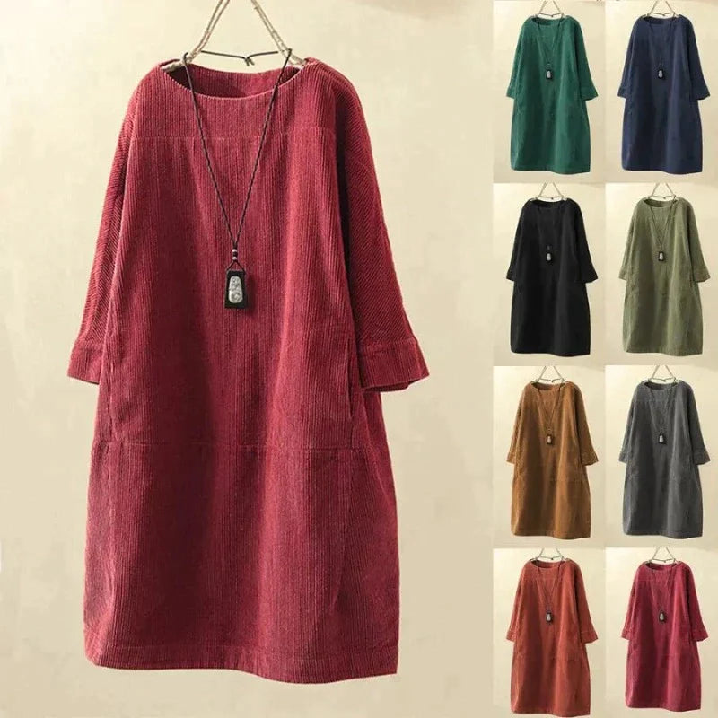 Robe en velours côtelé chaude femme – Noa