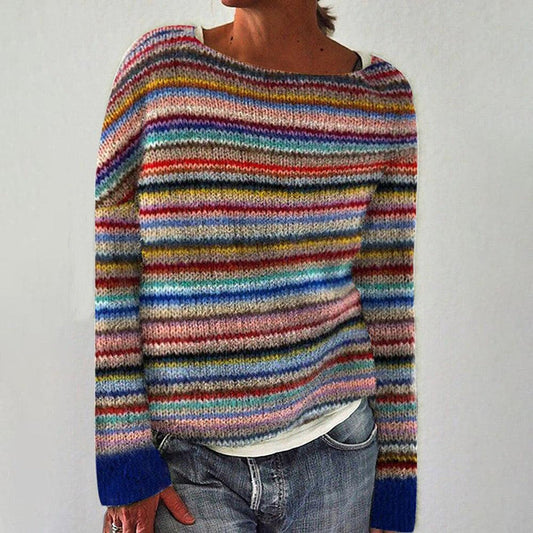 Pull rayé manches longues élégant femme – Noe
