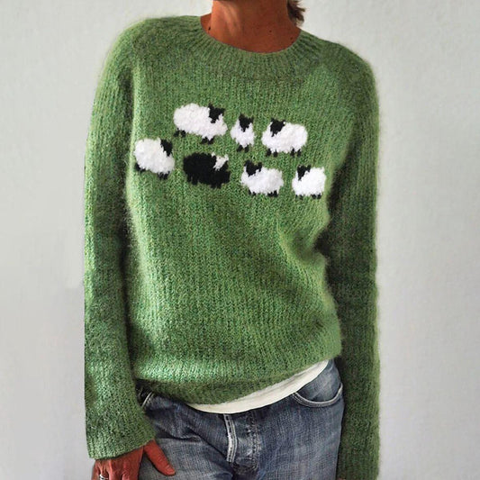 Pull imprimé manches longues femme