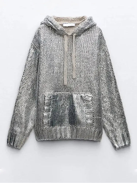 Pull métallisé femme