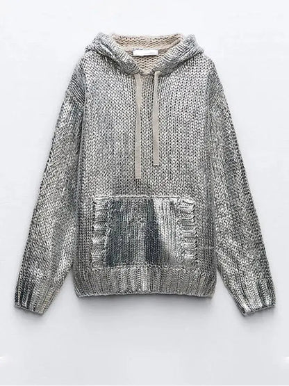 Pull métallisé femme