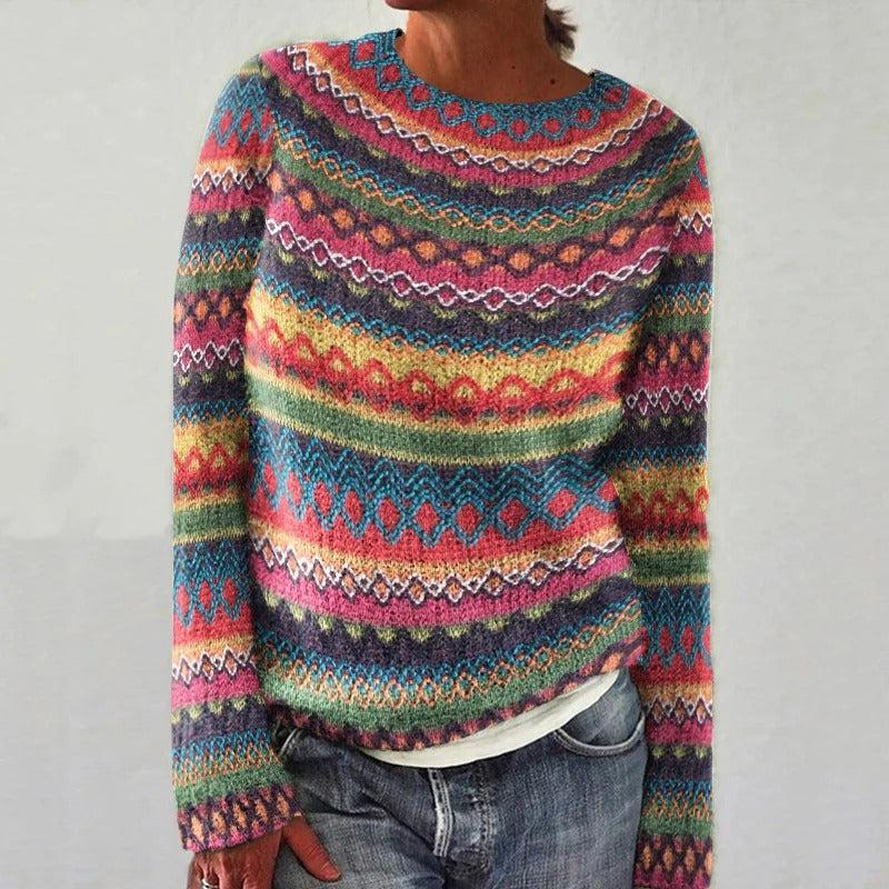 Pull imprimé manches longues élégant femme – Emma