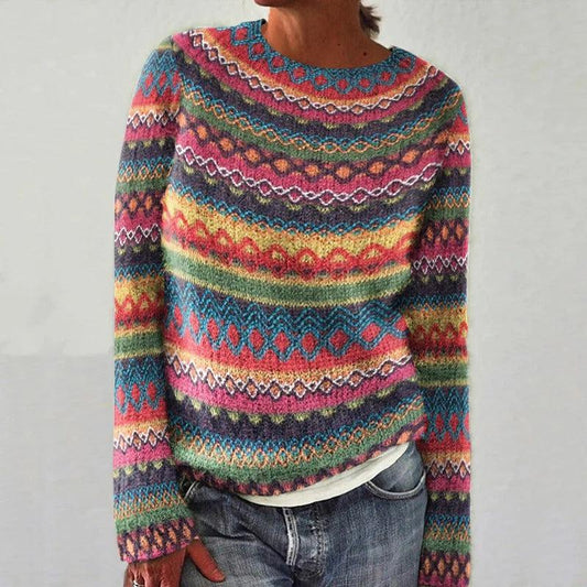 Pull imprimé manches longues élégant femme – Emma