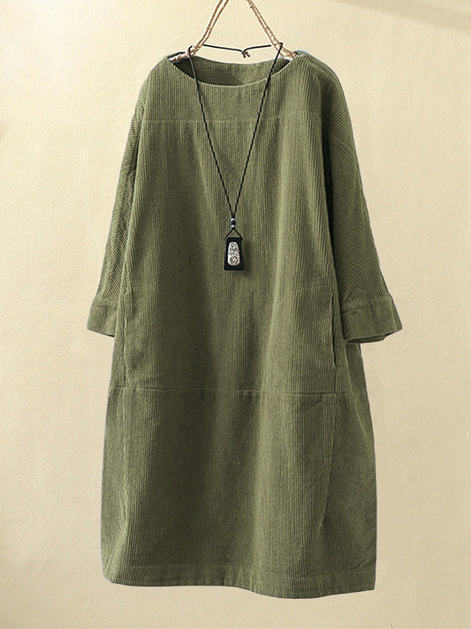 Robe en velours côtelé chaude femme – Noa