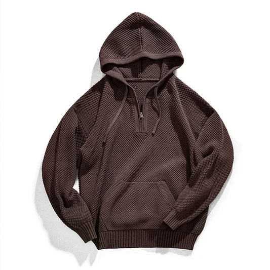 Sweat en maille demi-zip à capuche homme