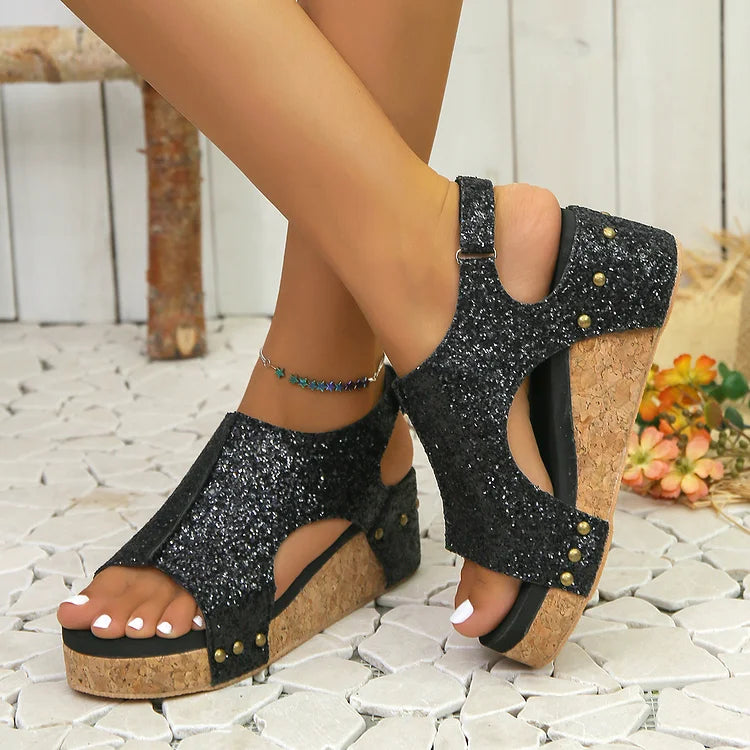 Sandales orthopédiques à plateforme en cuir femme
