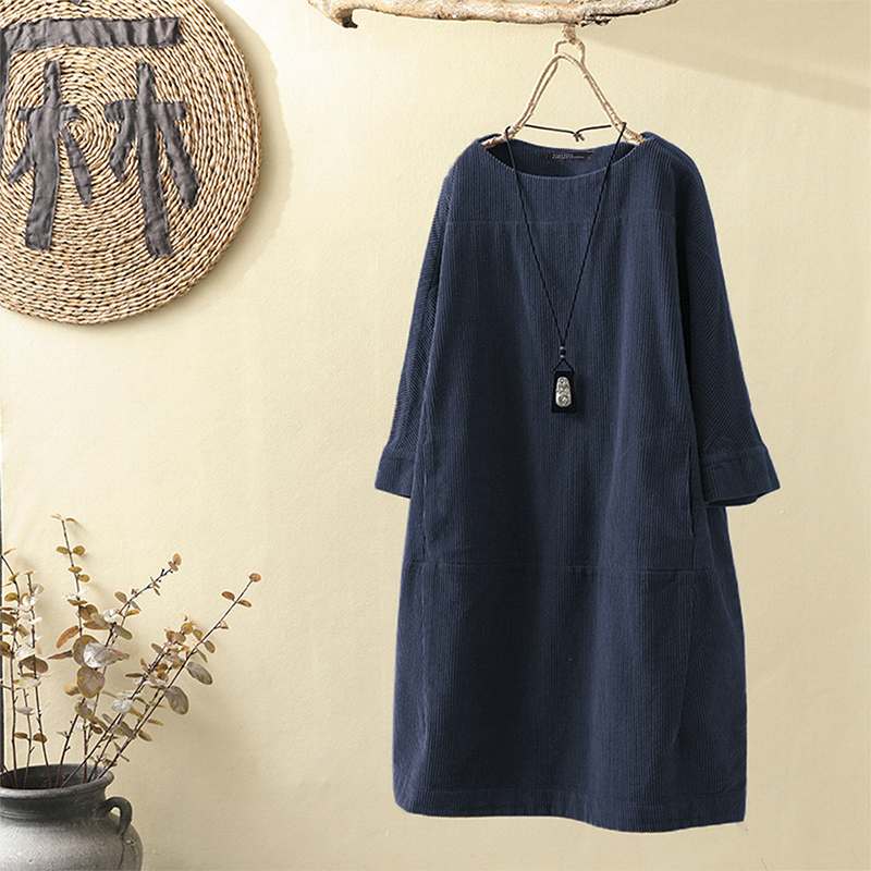 Robe en velours côtelé chaude femme – Noa
