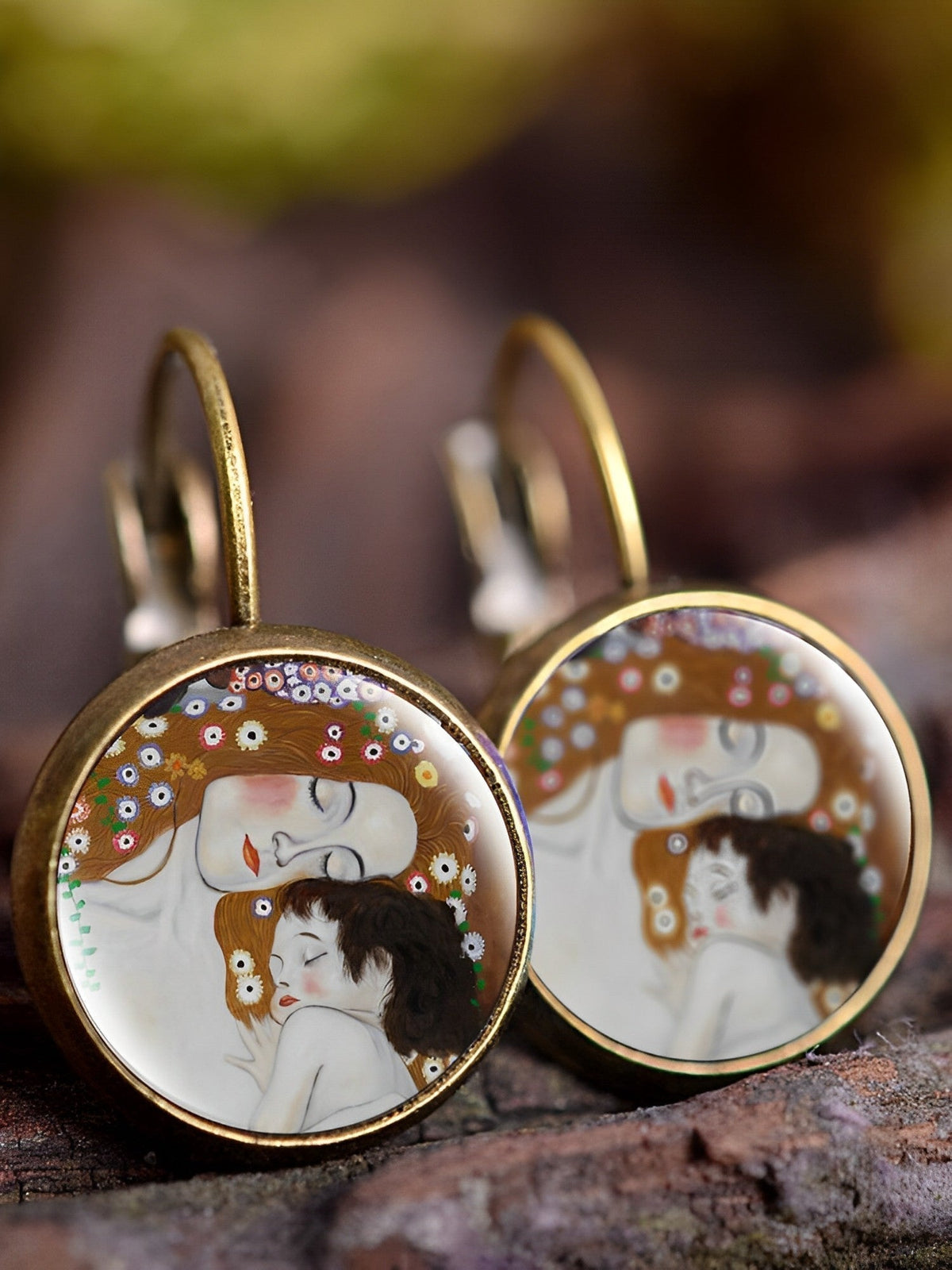 Boucles d'oreilles vintage peinture à l'huile femme