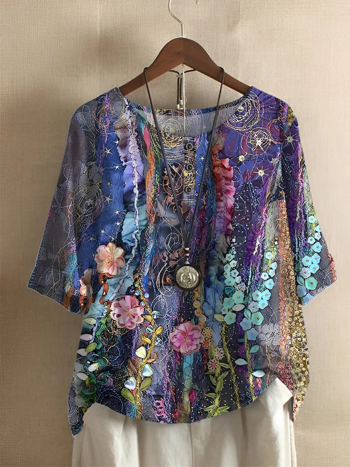 Chemise trapèze imprimé art floral