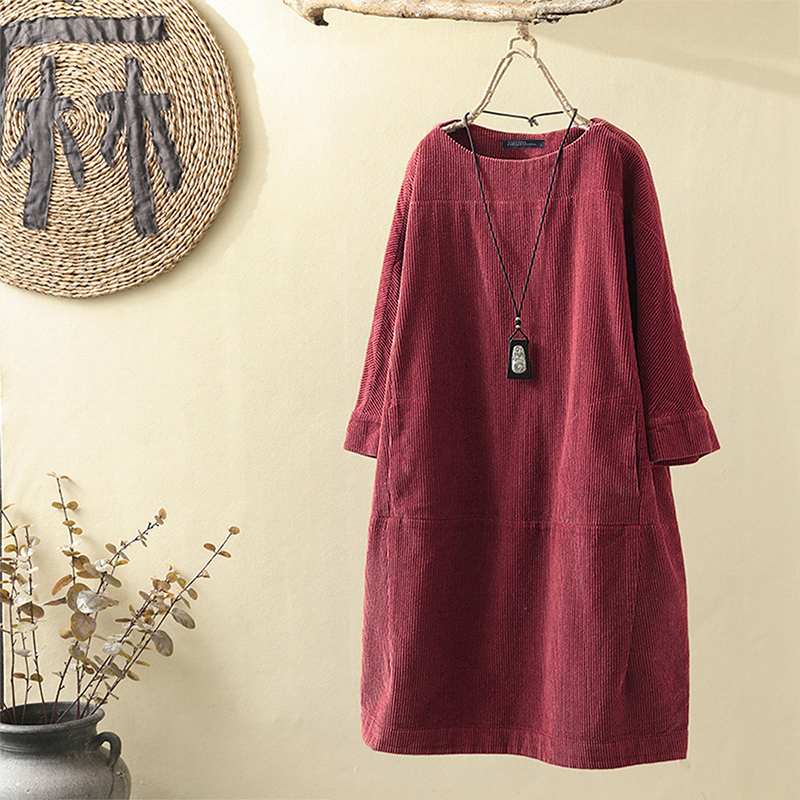 Robe en velours côtelé chaude femme – Noa