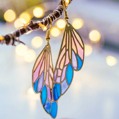 Boucles d'oreilles ailes translucides dégradé femme