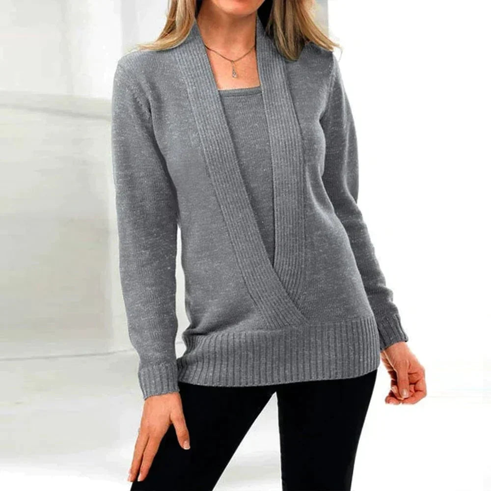 Pull croisé en maille uni femme – Wendy