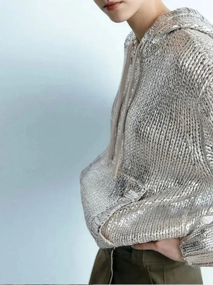 Pull métallisé femme