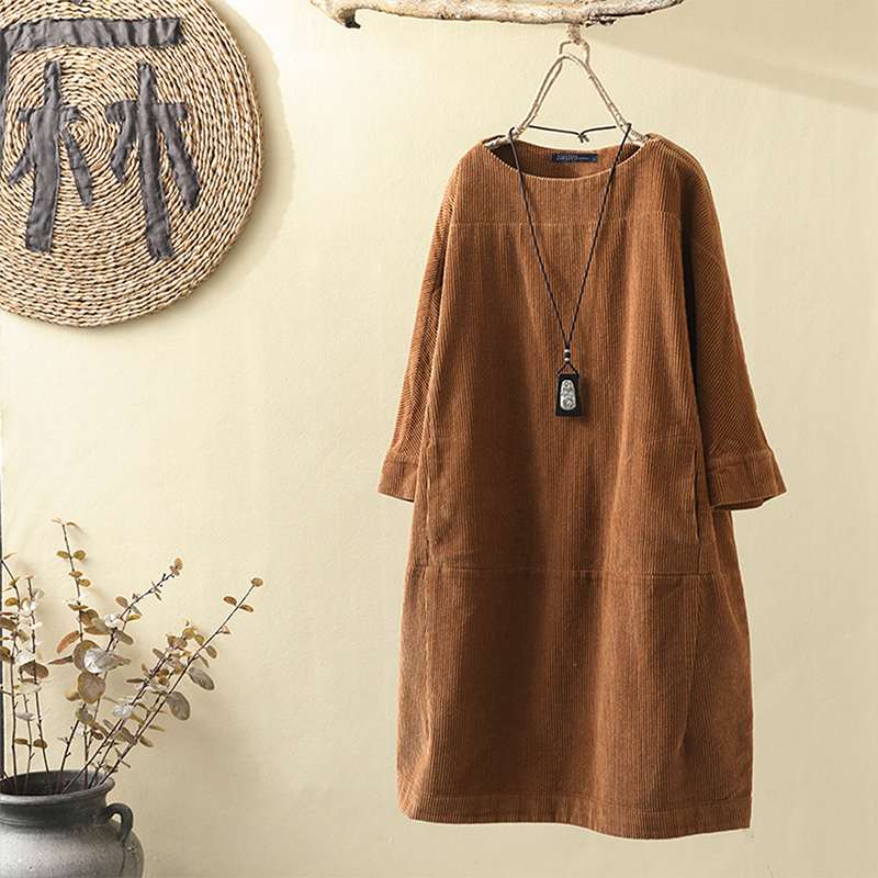 Robe en velours côtelé chaude femme – Noa