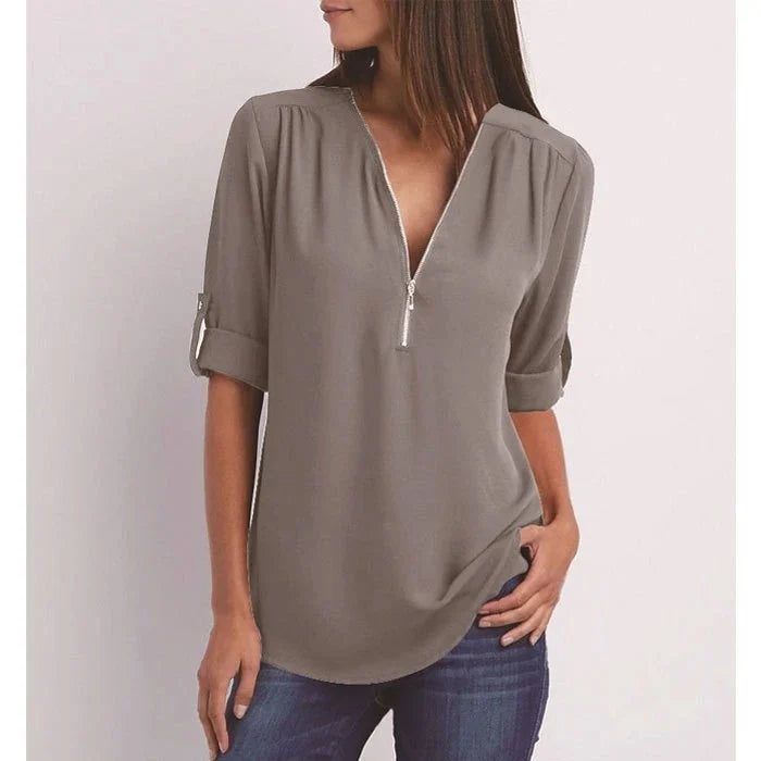 Chemisier ample manches 3/4 grande taille femme – Marta