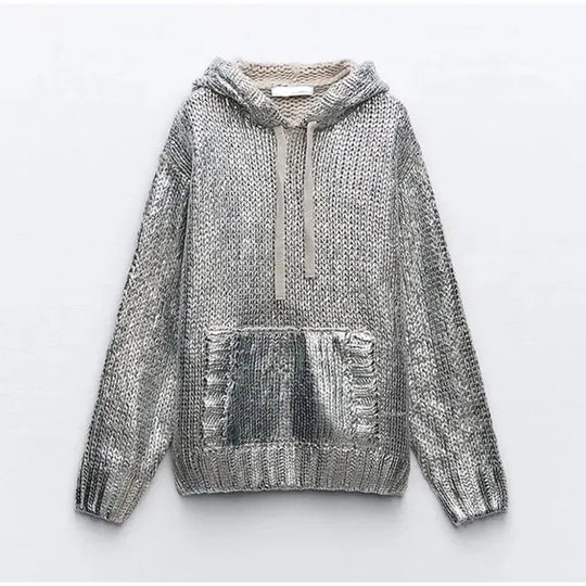 Pull métallisé femme