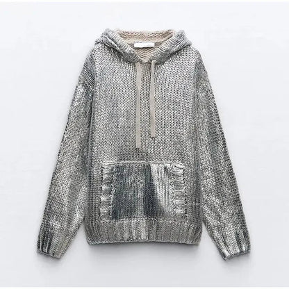 Pull métallisé femme
