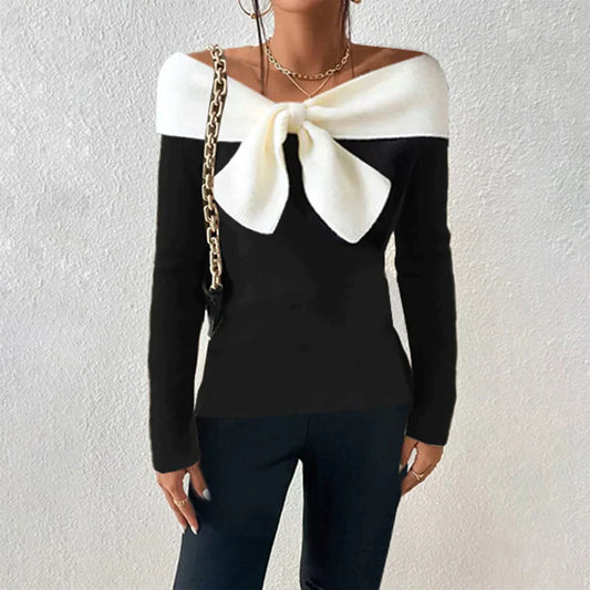 Pull épaules dénudées color block femme – Ursula