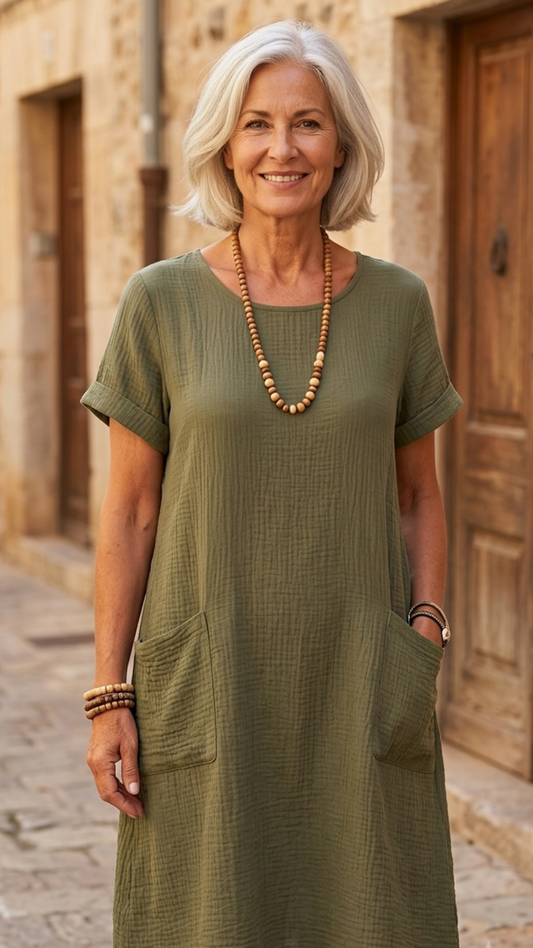 Robe Camille™ — Robe en Coton Texturé Doux et Respirant