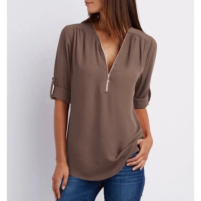 Chemisier ample manches 3/4 grande taille femme – Marta