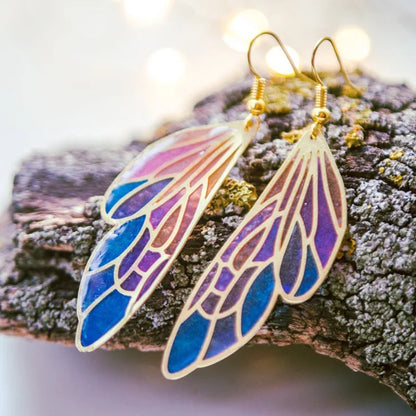 Boucles d'oreilles ailes translucides dégradé femme