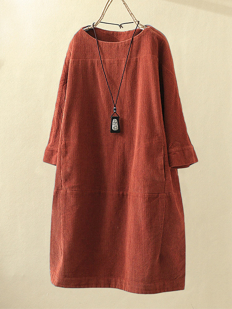 Robe en velours côtelé chaude femme – Noa