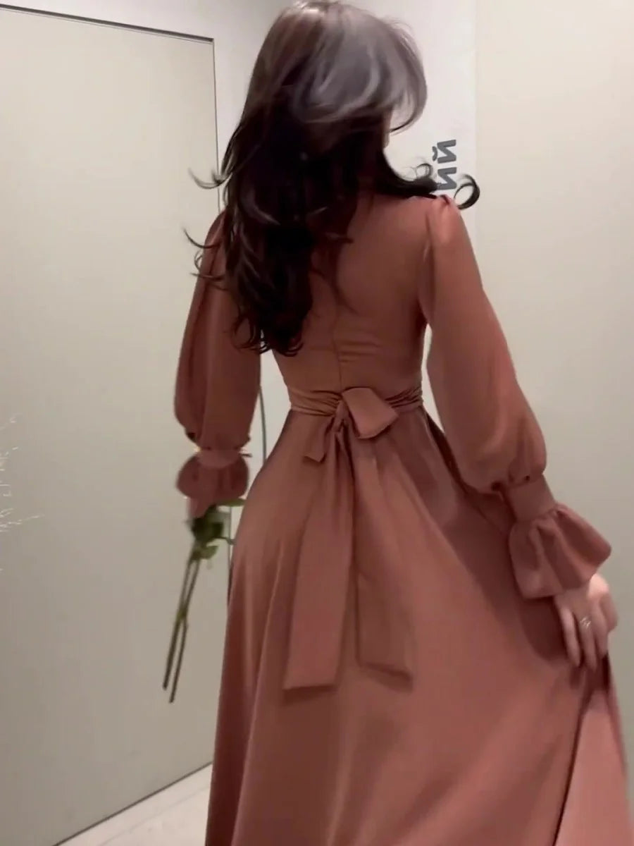 Robe longue élégante à manches femme – Sara