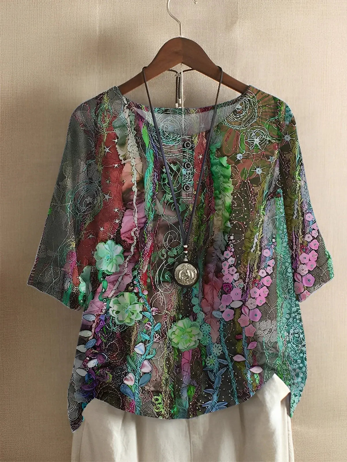 Chemise trapèze imprimé art floral