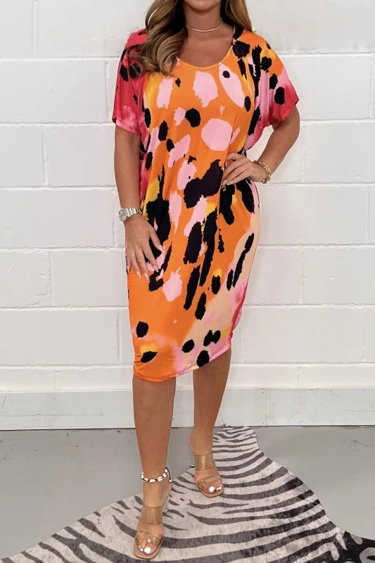 Robe oversize imprimée multicolore femme