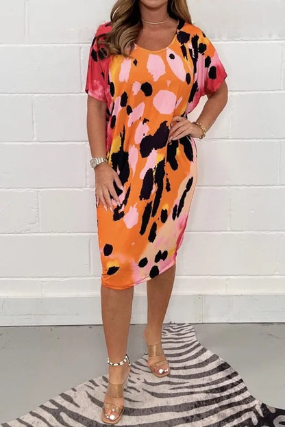 Robe oversize imprimée multicolore femme