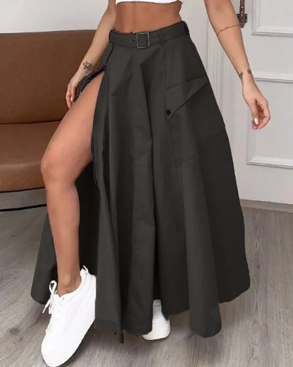 Ensemble deux pièces sans manches fendu uni femme – Emma