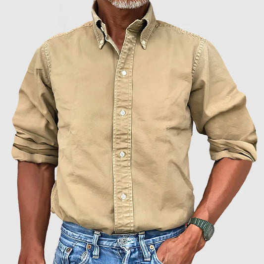 Chemise vintage délavée manches longues homme – Vin