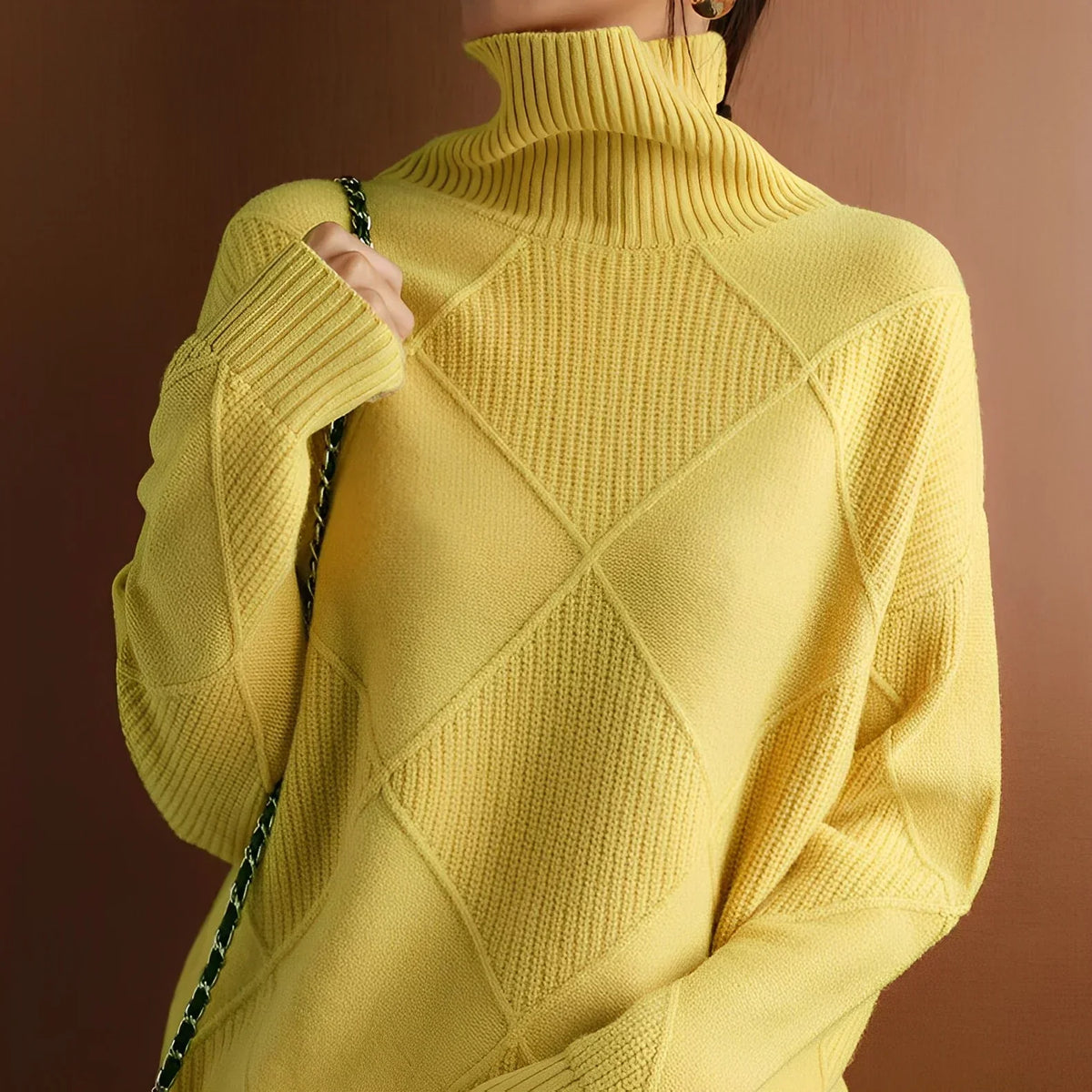 Pull col roulé en grosse maille femme
